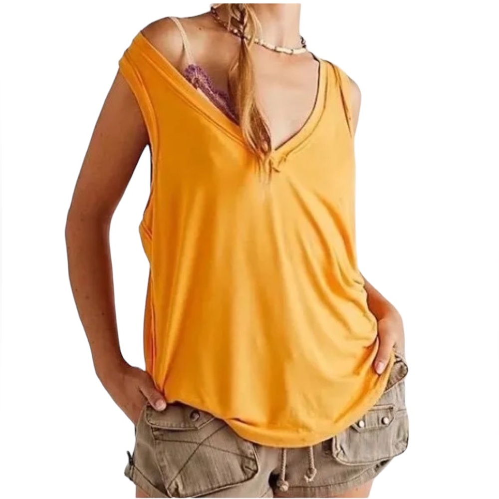 Free People “Moon Dance” Tank in Carrot Ginger NWT (F)